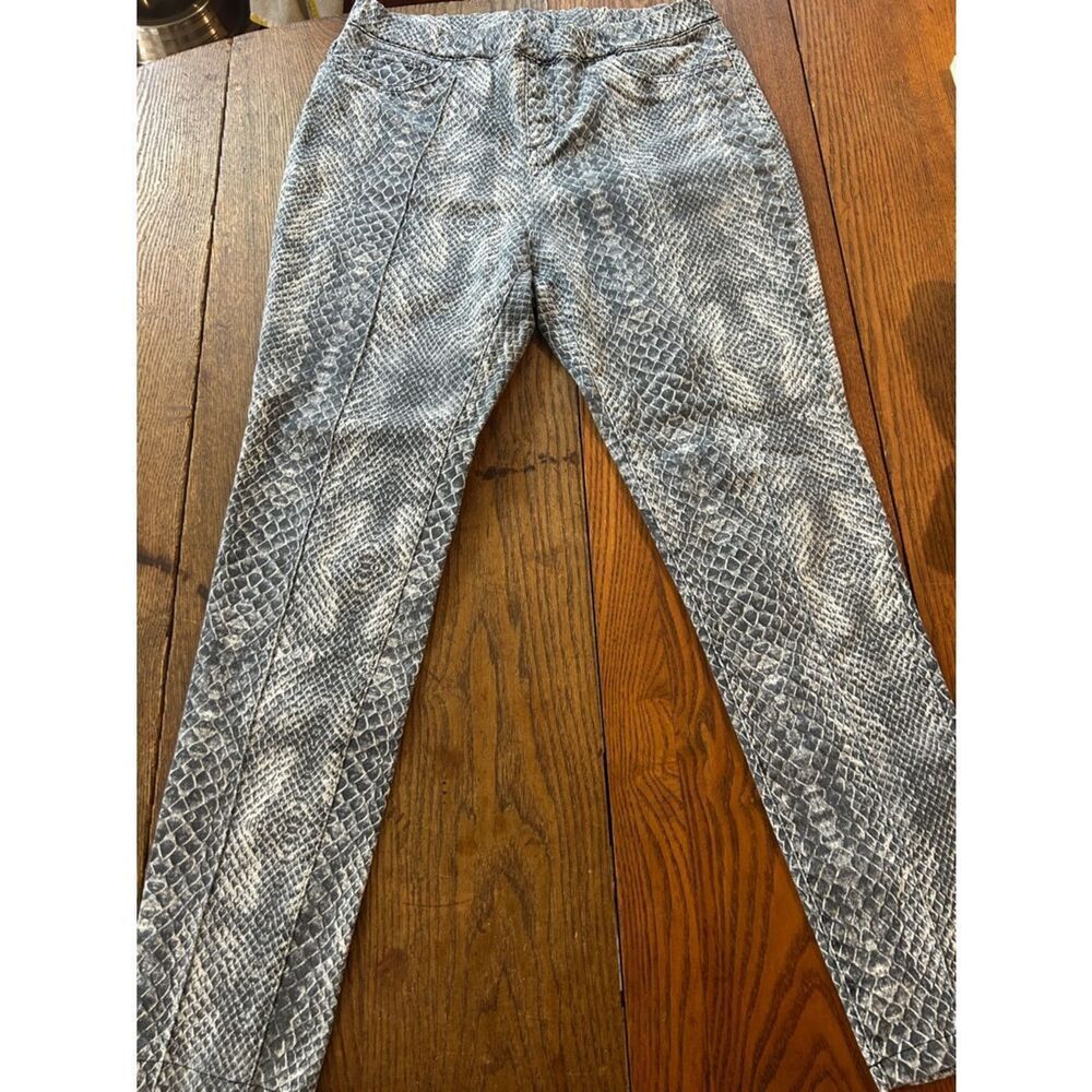 Boston Proper Blue Gray Snake-Print Comfy Jeggings 3 pockets elastic waist!